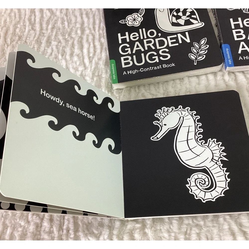 Lot of 6 High Contrast Black & White Baby Board Books Cards for Eye Development